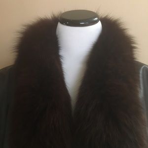 Leather & Genuine Fox Fur 3/4 Car Coat